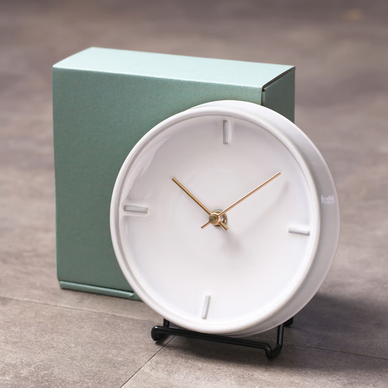 Tohoku Milky White Hand Glazed Japanese Mid Sized Clock