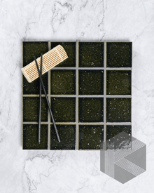  Hatsu Square Oribe Green Hand Glazed Japanese Mosaic Tile