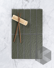  Sabi Khaki Green Matt Glazed Porcelain Mosaic 45x195mm